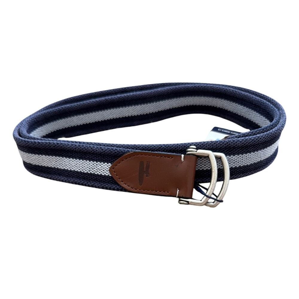 Johnnie-O Men's Kisken Canvas Belt JMBL 1190 Wake Navy White Size L NWT Preppy